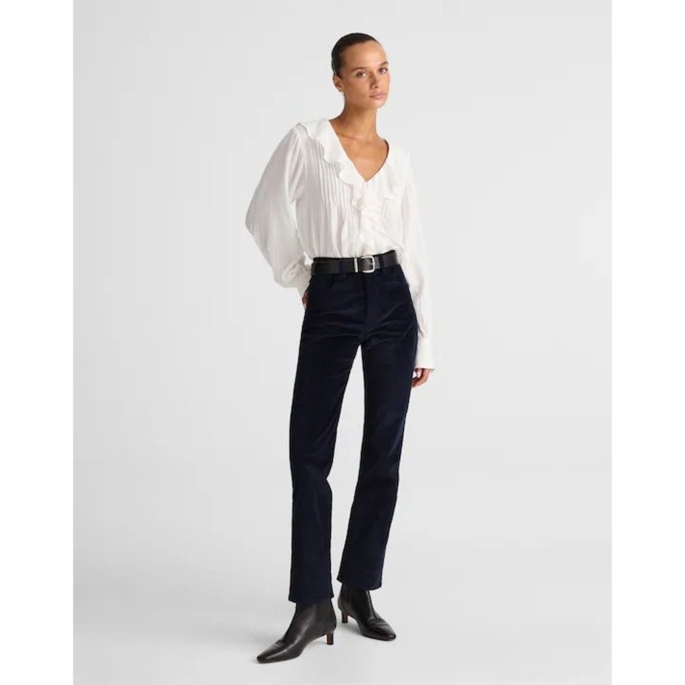 Madewell Longline‎ Straight Pant Navy Blue Corduroy High Rise NW472 Womens 0 24
